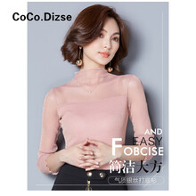 CoCo.Dizse 露肩，透視，露背，鏤空，紗網(wǎng)，蕾絲 短袖 T恤 女 立領(lǐng)