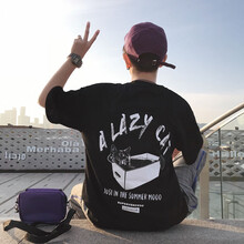 快樂(lè)嘉人 長(zhǎng)袖 男士T恤 魚(yú)骨貓黑色優(yōu)質(zhì)版 