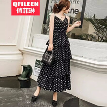 俏菲琳（Qfileen） 圓點(diǎn) 口袋 連衣裙