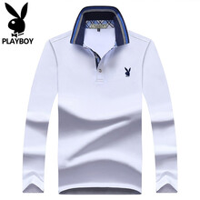 花花公子（PLAYBOY ESTABLISHED 1953） 短袖 男士T恤 白色長(zhǎng)袖丨兔頭繡花 