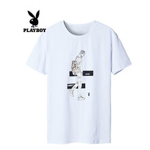 花花公子（PLAYBOY） 短袖 男士T恤 白色218 