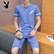 花花公子（PLAYBOY PHYSICAL） 短袖 男士T恤 亮藍(lán)色 