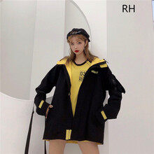 RH 連帽 長袖 女 短外套 口袋，拼接，拉鏈，多口袋，印花