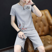 縱尚（ZSUN） 短袖 男士T恤 梅花淺灰(短褲一套) 