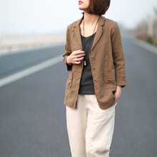 文藝棉麻小西服
