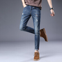 澳以純純 修身褲 青春休閑 男士牛仔褲