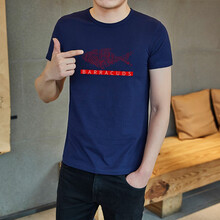 夏冰妮（CHANBIRNE） 五分袖 男士T恤 寶藍（07款） 