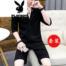 花花公子（PLAYBOY） 長袖 男士T恤 907黑色 