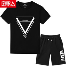 南極人（Nanjiren） 短袖 男士T恤 黑衣/交叉3角 黑褲/BFI 