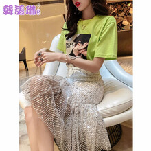 韓語(yǔ)琳空間 印花 短袖 T恤 女 圓領(lǐng)
