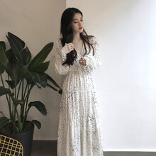 歐婭熙（OUYAXI） 圓點 深V款，褶皺 連衣裙