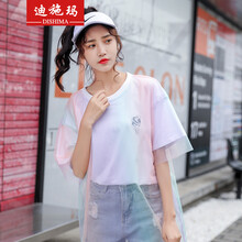 迪施瑪（DISHIM） 紗網(wǎng) 短袖 T恤 女 圓領(lǐng)