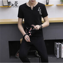 夢(mèng)迪蔻（MENGDIKOU） 短袖 男士T恤 梅花黑色 