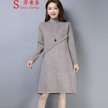 莎意圣（SHAYISHENG） 豎條紋，純色 流蘇，拼接，腰帶 連衣裙