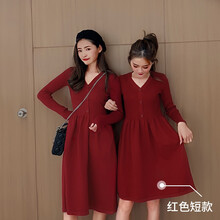 衣妻 純色 褶皺 連衣裙