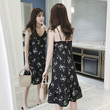 黛怡梵 幾何圖案，碎花 拼色 連衣裙