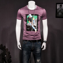 SEEMAX 短袖 男士T恤 玫紅色 