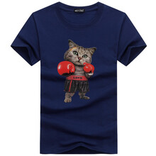 K L B ZHE 短袖 男士T恤 拳擊貓藍(lán)色 S，4XL，5XL，L，XXXL，M，XXL