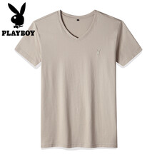 花花公子（PLAYBOY） 短袖 男士T恤 卡其（V領） 
