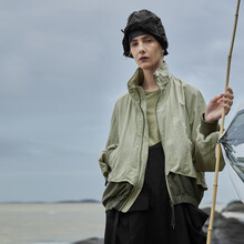 日著(zhù)（rizhuo） 高領(lǐng) 長(cháng)袖 女 短外套 拼接，紗網(wǎng)