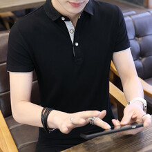 喬治村（QiaoZhiCun） 短袖 男士T恤 黑色灰袖 