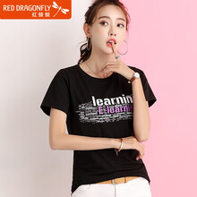 紅蜻蜓（RED DRAGONFLY） 拼接，印花 短袖 T恤 女 圓領(lǐng)