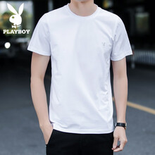 花花公子（PLAYBOY ESTABLISHED 1953） 短袖 男士T恤 Z1234白色圓領(lǐng) 