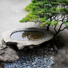 庭院水系景观石头摆件日式枯山水景流水石槽鱼缸水波喷泉风景雕刻 长