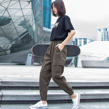 香宜惠（xiangyihui） 高腰 工裝褲 女 長褲 休閑褲