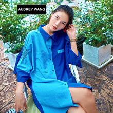 AUDREYWANG 純色 拼接 連衣裙