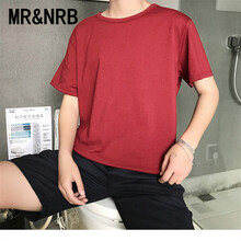 MR&NRB 短袖 男士T恤 酒紅色 