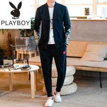 花花公子（PLAYBOY ESTABLISHED 1953） 長袖 男士T恤 1917-黑色 