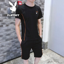 花花公子（PLAYBOY） 短袖 男士T恤 黑色CY8605 