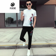 尚諾威 短袖 男士T恤 白色TZ09長褲套裝 