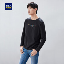 海瀾之家（HLA） 長袖 男士T恤 黑色花紋03 
