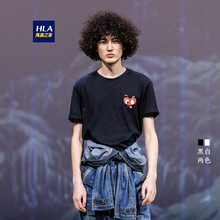 海瀾之家（HLA） 短袖 男士T恤 黑色花紋(DY) 