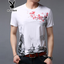 花花公子（PLAYBOY ESTABLISHED 1953） 短袖 男士T恤 白色 YH9921 