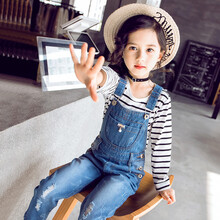 女童磨毛牛仔褲