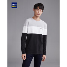 海瀾之家（HLA） 長袖 男士T恤 淺灰鑲拼(21) 