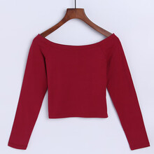 多米朶拉（DUOMIDUOLA） 露臍/腰，露肩，露背 短袖 T恤 女 一字領(lǐng)