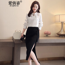 愛(ài)俏姿（AIQIAOZI） 純色 立體裝飾 連衣裙