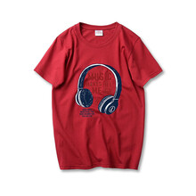 其他品牌 短袖 男士T恤 酒紅色耳機(jī) XL，L，M，XXXL，XXL