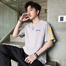 班彩尼（bancaini） 五分袖 男士T恤 淺灰色 