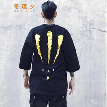 蒂瑾夕 五分袖 男士T恤 爪痕（金色） 