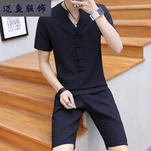 邁魚(yú) 短袖 男士T恤 【短袖+短褲】【546/196】黑色 