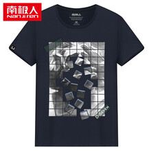 南極人（Nan Ji ren） 短袖 男士T恤 籃色-雕像 