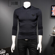 川朋 長袖 男士T恤 8337藏青色 XL，L，加大，XXL，XXXL，M