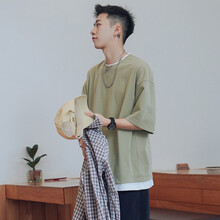 潮徑（QAAWJIIS） 短袖 男士T恤 豆綠 