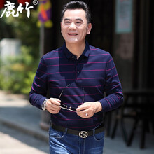 鹿竹 長袖 男士T恤 深紫色 