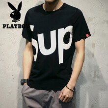 花花公子（PLAYBOY） 短袖 男士T恤 黑色 T12 